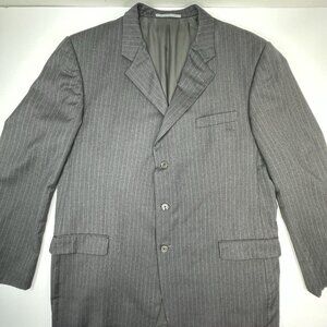 Hickey Freeman Men’s Gray Striped Wool Three Button Suit Coat 48L